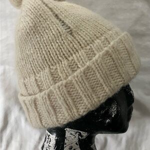 Women’s small / kids Cozy wool with lined headband Knit Beanie double pompom hat